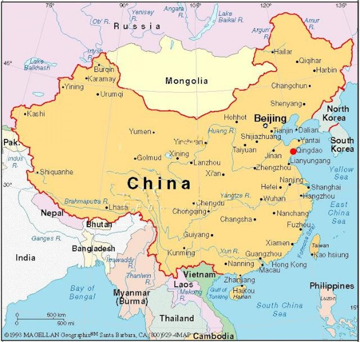 žemėlapis sostinė Kinija