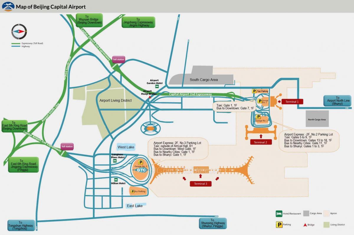 Pekino oro uosto terminalas žemėlapyje