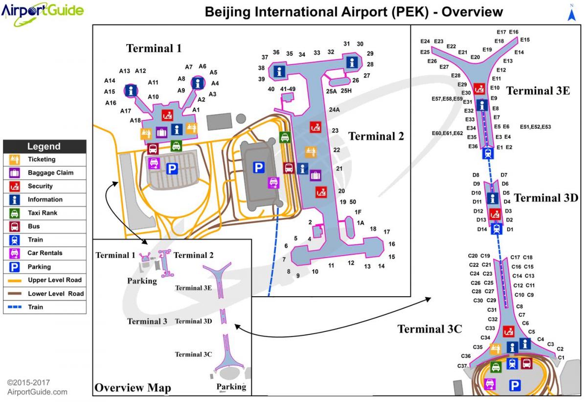 Pekino tarptautinis oro uostas, terminalo 3 žemėlapis
