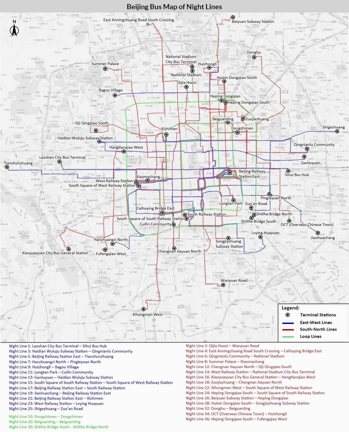 Pekino autobusų maršruto žemėlapį