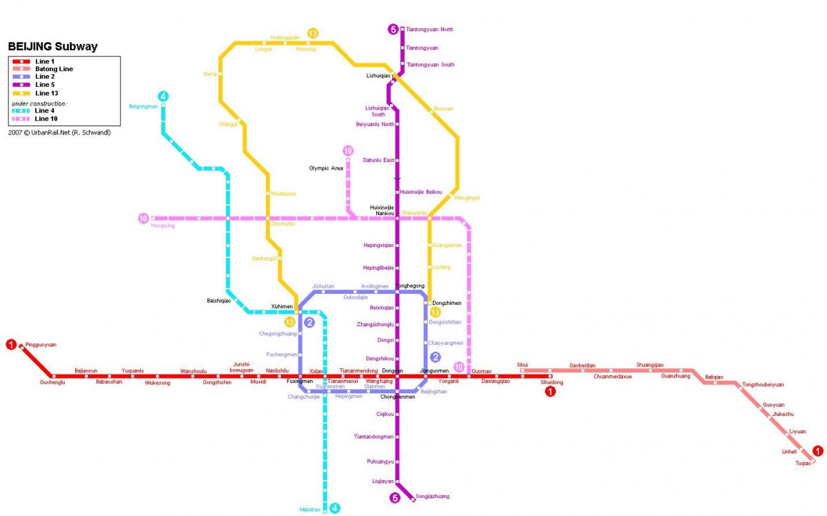 žemėlapis Pekino metro miesto