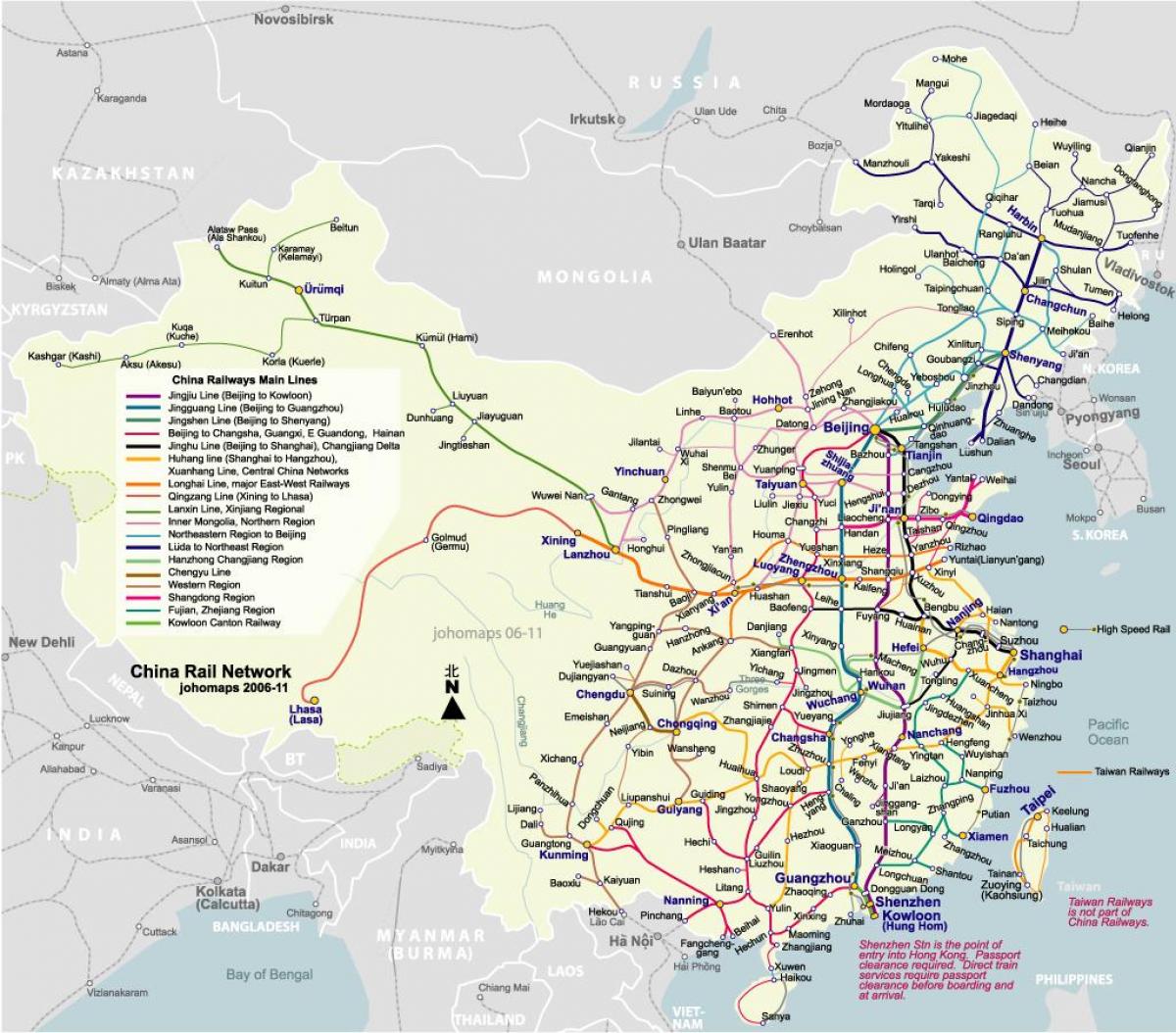 Pekino geležinkelio žemėlapį