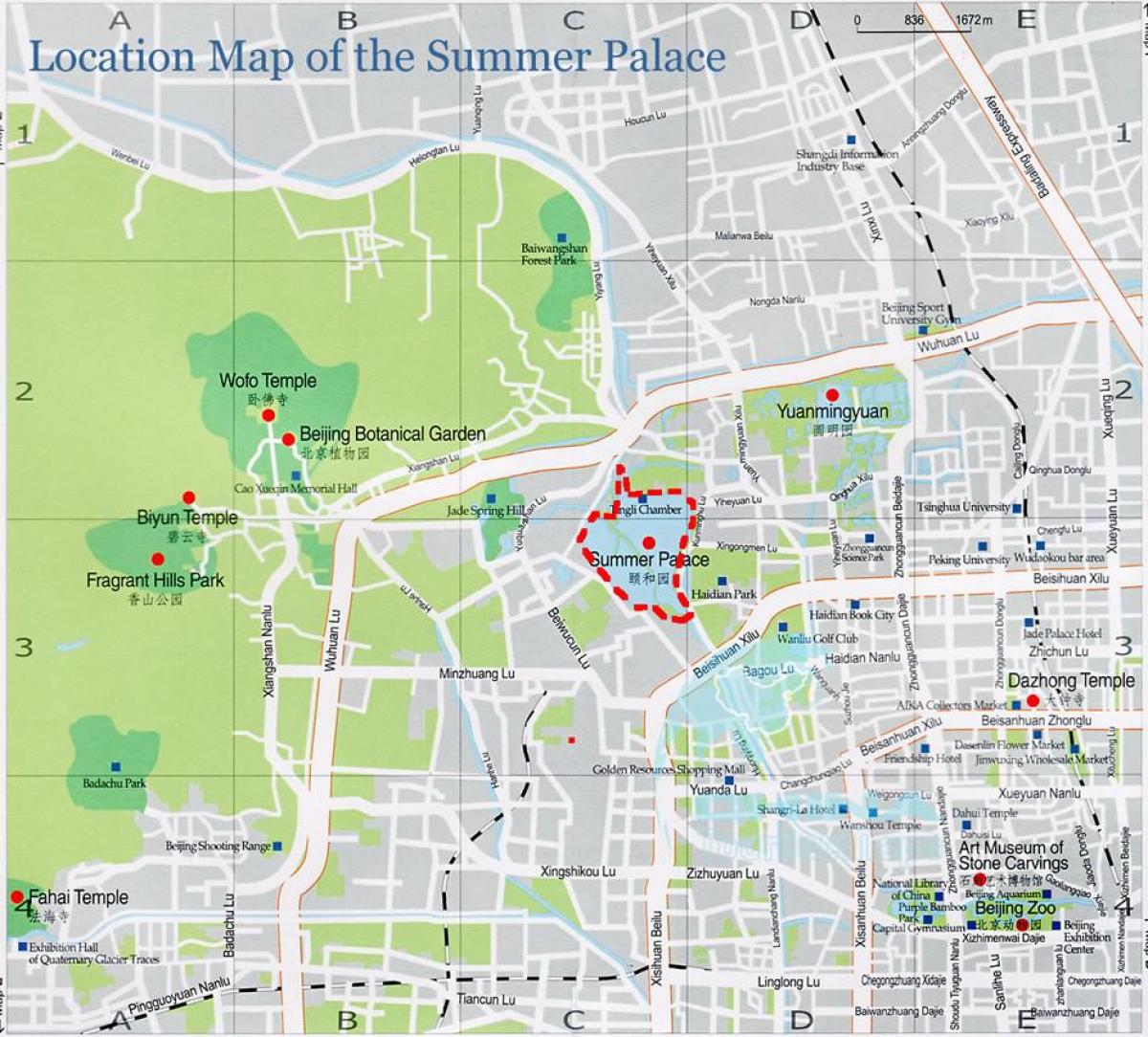 žemėlapis vasaros rūmai Pekine
