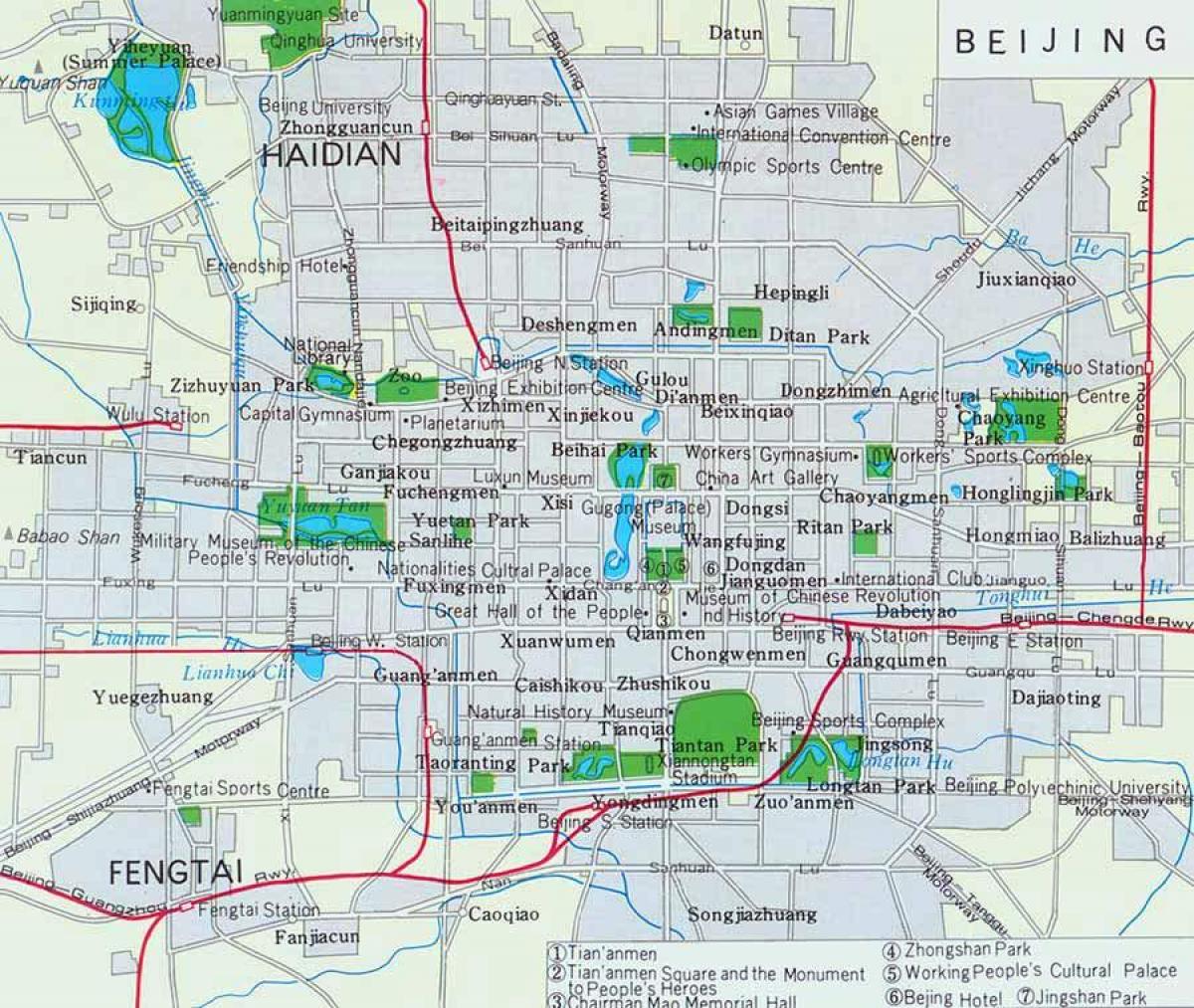 Pekinas miesto centro žemėlapį