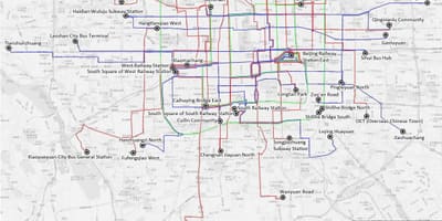 Pekino autobusų maršruto žemėlapį