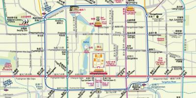 Žemėlapis Pekino metro žemėlapis su turizmo atrakcionai